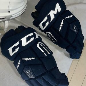 CCM Dark Blue Hockey Gloves with White Accents